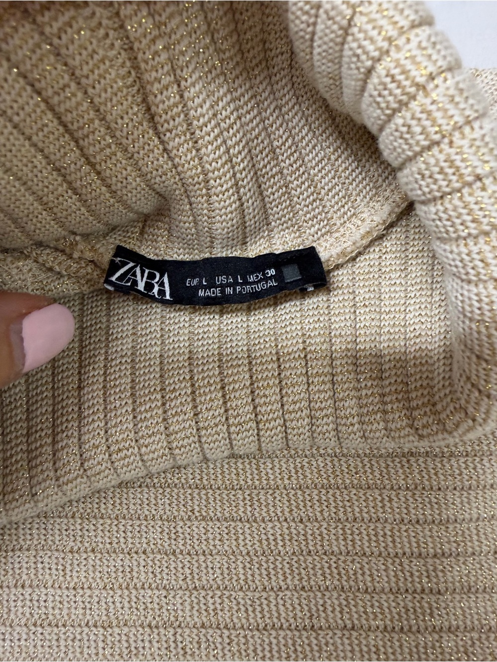 Zara Beige Ribbed Cropped Turtleneck Knit Sweater Top Neutral Minimalist 1875 - Picture 5 of 5